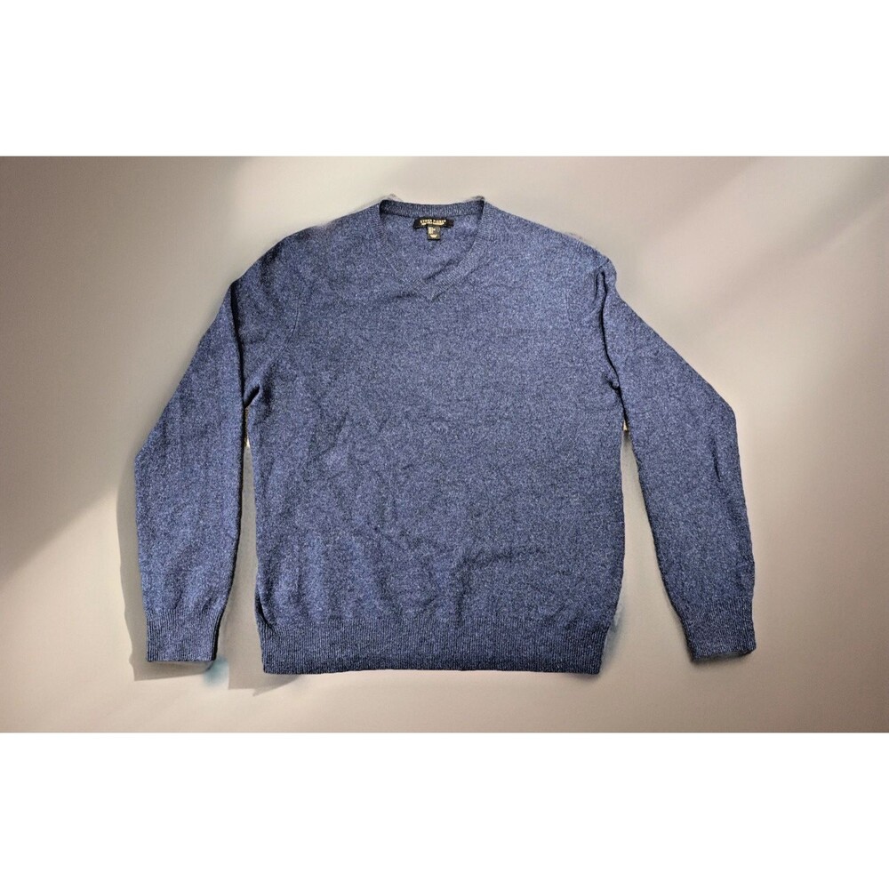 Ethan Pierce 100% Cashmere dark Blue Men V-Neck Sweater Large Soft